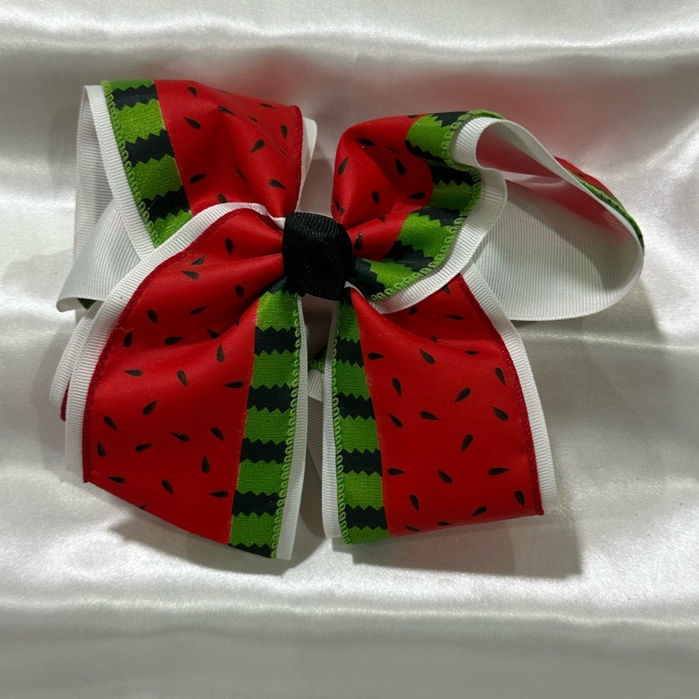 Kids Red Watermelon Print Mega Hair Bow - bundle and save on shipping.